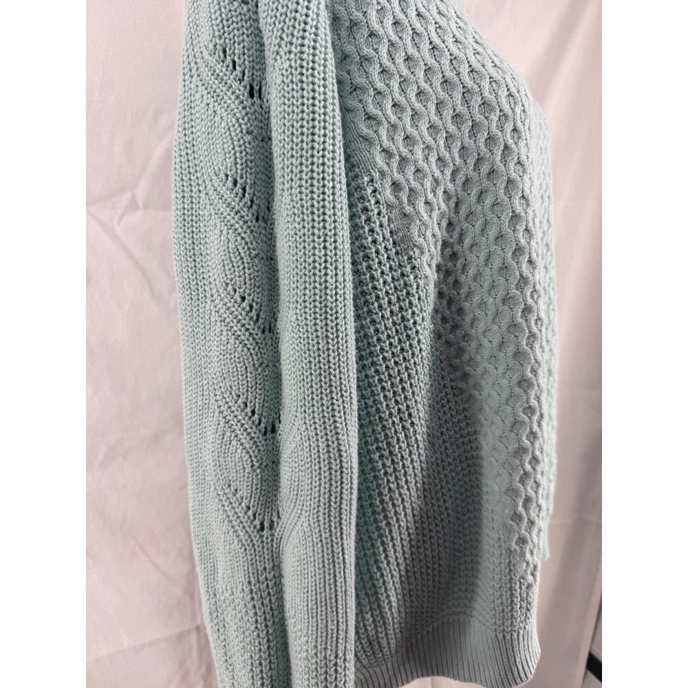 Time and Tru Womens XXXL 22 Light Blue Textured Cable Knit Crew Neck Sweater - Picture 3 of 5
